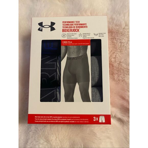 Under Armour Other - Under Armour Boxerjock Boxer Briefs Size M 3 Pack Underwear 6" Inseam Black Gray